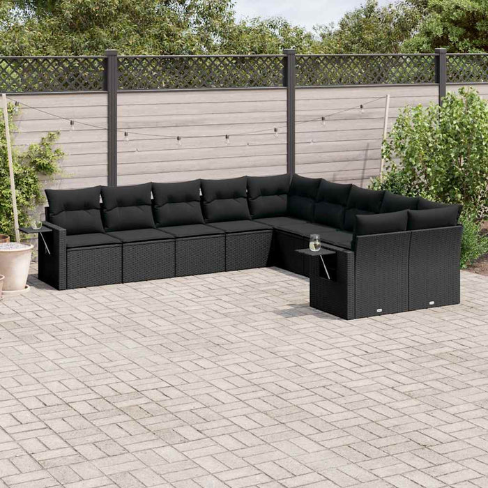 Set canapele de grădină cu perne, 10 piese, negru, poliratan - WALTI WALTI