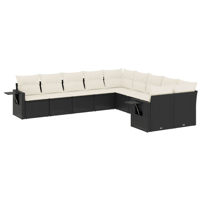 Set canapele de grădină cu perne, 10 piese, negru, poliratan - WALTI WALTI