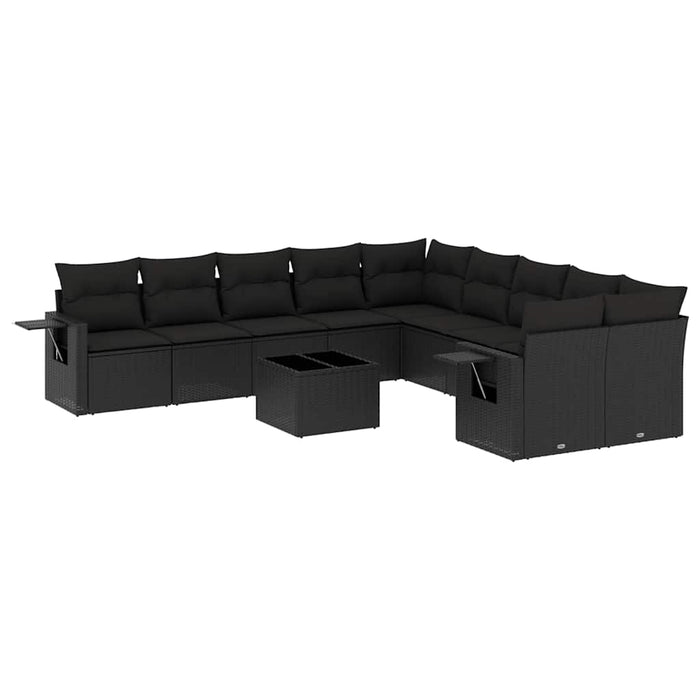 Set canapele de grădină cu perne, 11 piese, negru, poliratan - WALTI WALTI