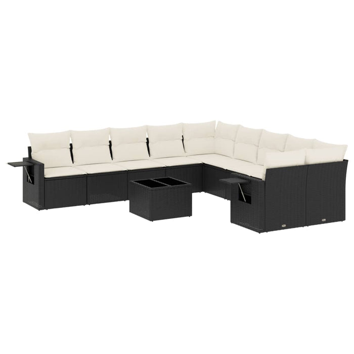 Set canapele de grădină cu perne, 11 piese, negru, poliratan - WALTI WALTI