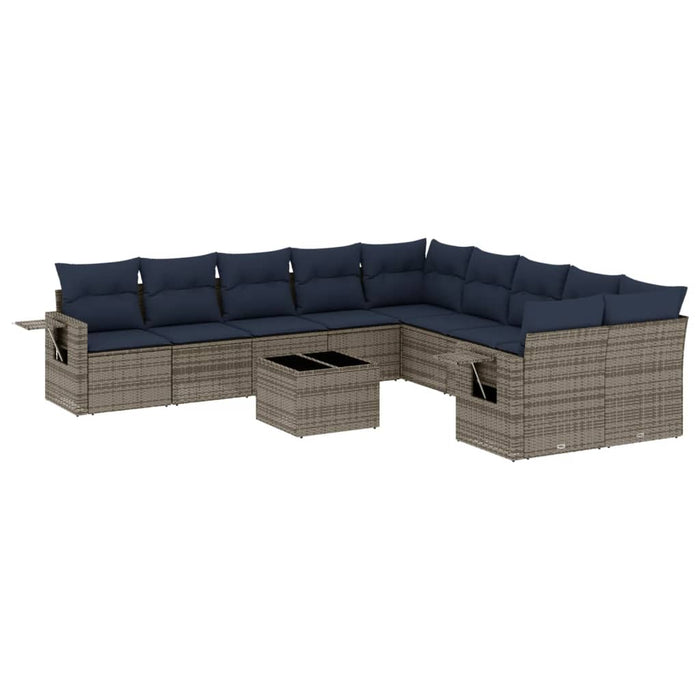 Set canapele de grădină cu 11 piese și perne, gri, poliratan WALTI