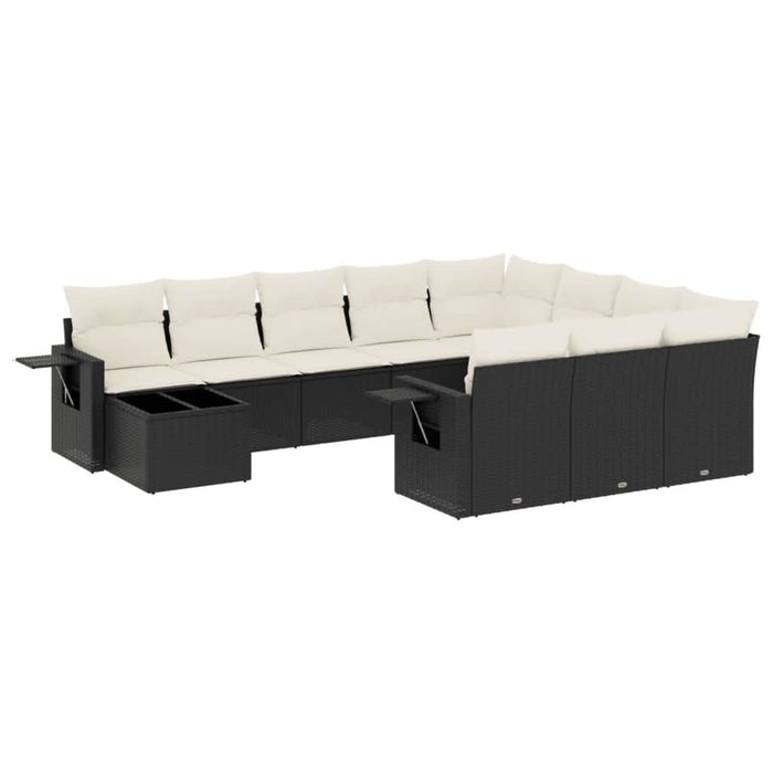 Set canapele de grădină cu perne, 11 piese, negru, poliratan - WALTI WALTI