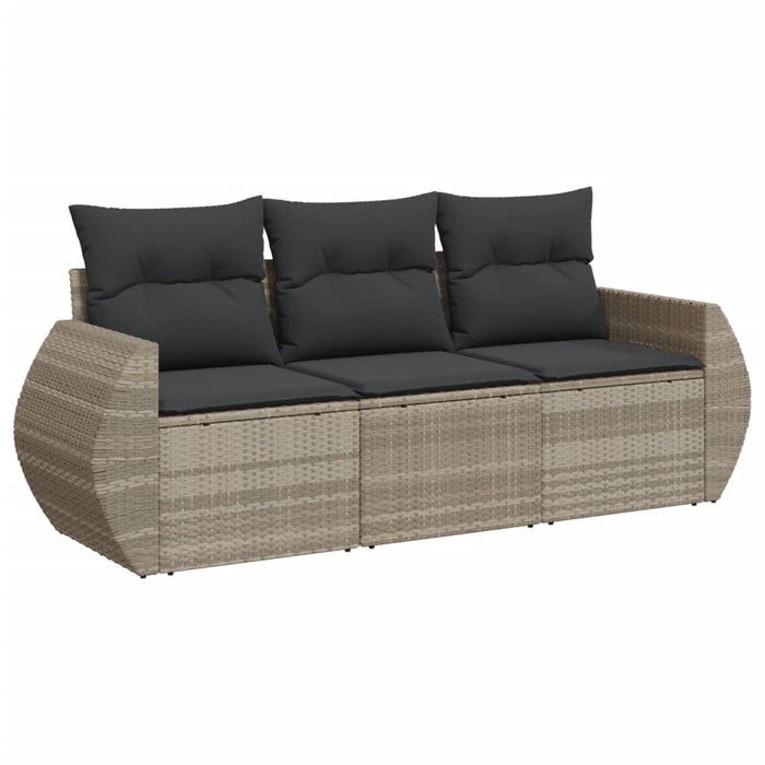Set canapele de grădină cu perne, 3 piese gri deschis poliratan - WALTI WALTI