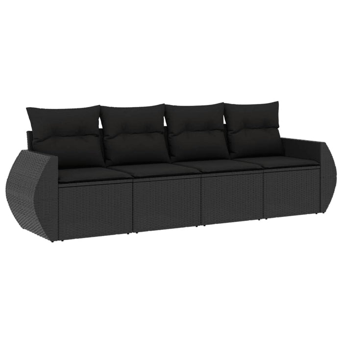 Set mobilier de grădină cu perne, 4 piese, negru, poliratan - WALTI WALTI