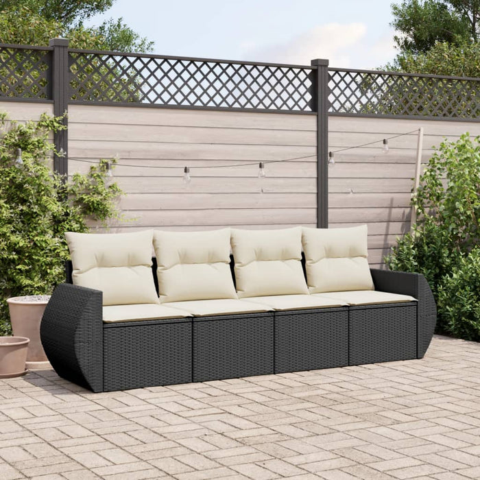 Set mobilier de grădină cu perne, 4 piese, negru, poliratan - WALTI WALTI