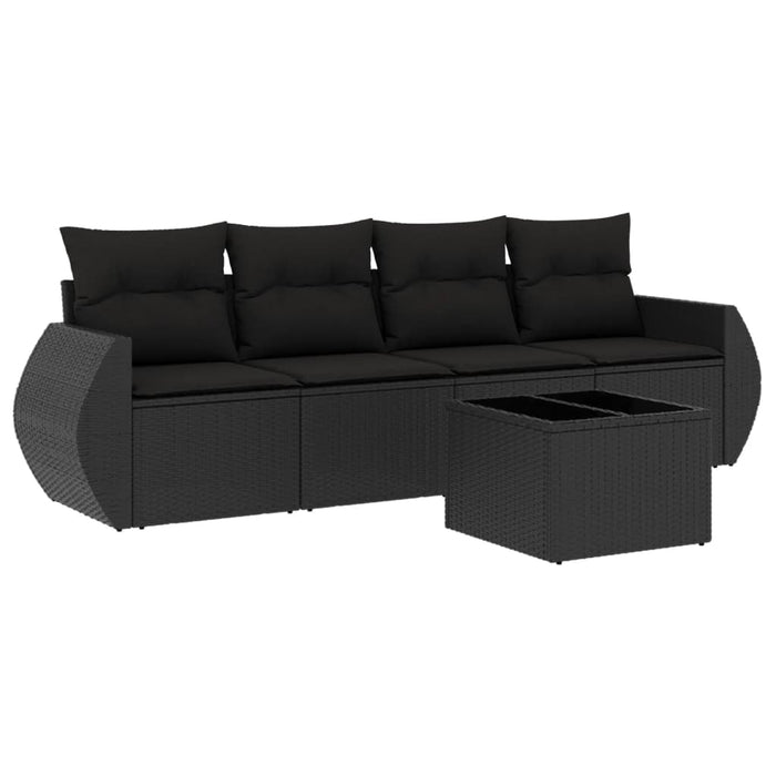 Set mobilier de grădină cu perne, 5 piese, negru, poliratan - WALTI WALTI