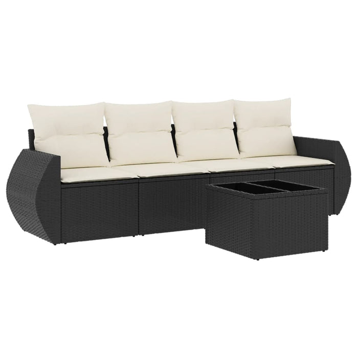 Set mobilier de grădină cu perne, 5 piese, negru, poliratan - WALTI WALTI