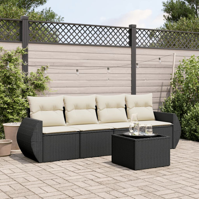 Set mobilier de grădină cu perne, 5 piese, negru, poliratan - WALTI WALTI