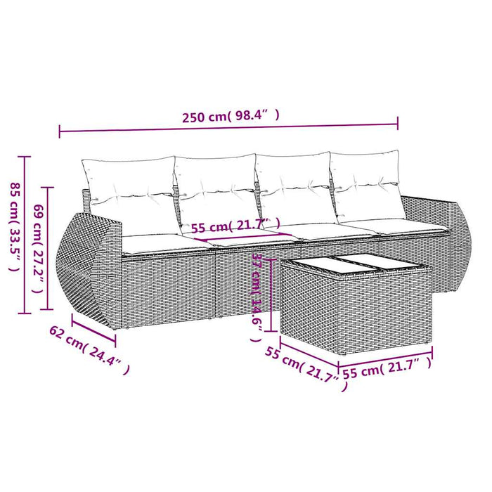 Set canapele de grădină cu perne, 5 piese gri deschis poliratan - WALTI WALTI