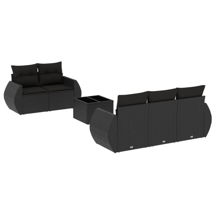 Set mobilier de grădină cu perne, 6 piese, negru, poliratan - WALTI WALTI