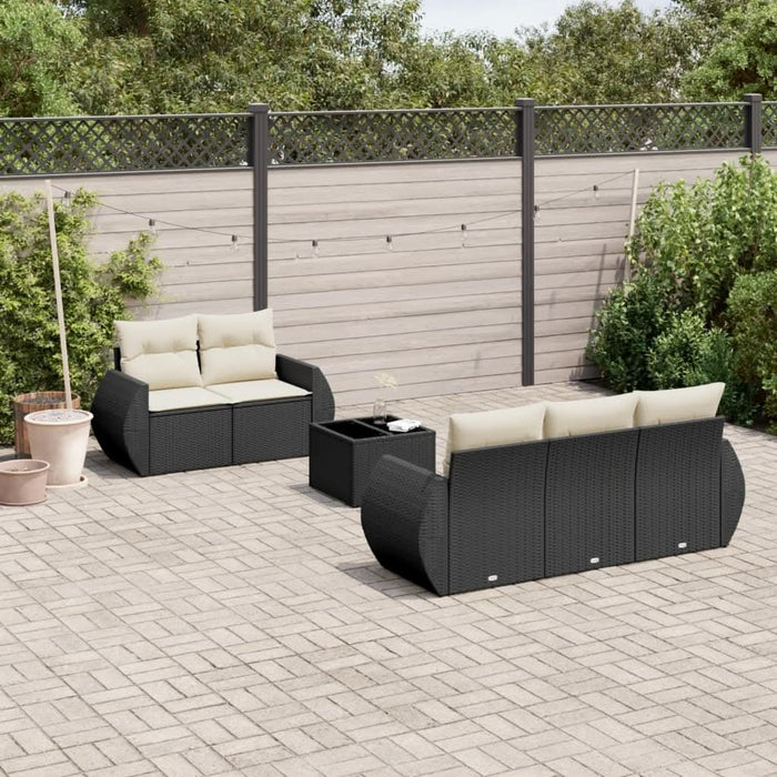 Set mobilier de grădină cu perne, 6 piese, negru, poliratan - WALTI WALTI