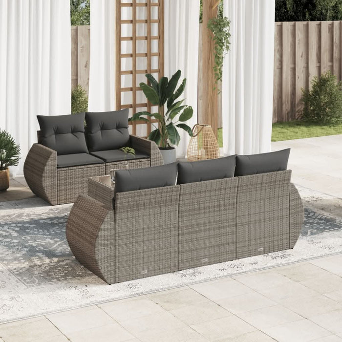 Set mobilier grădină cu perne, 6 piese, gri, poliratan - WALTI WALTI