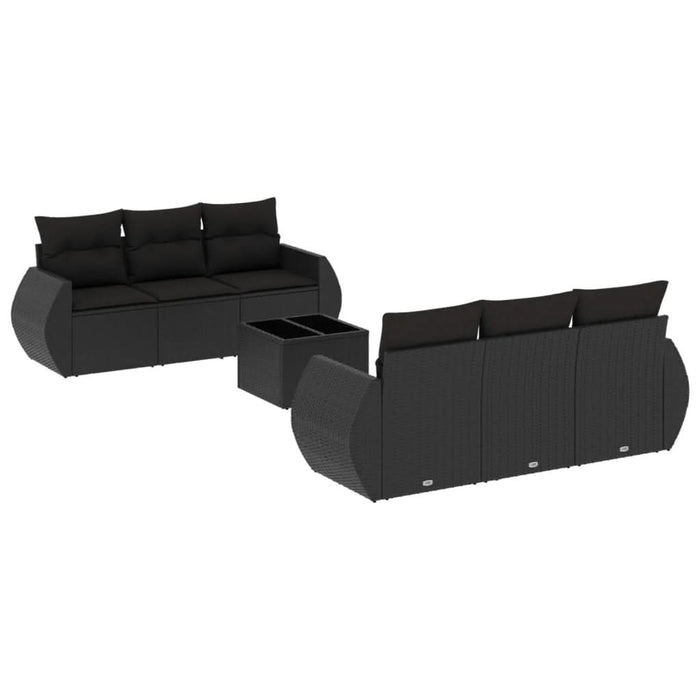 Set canapele de grădină cu perne, 7 piese, negru, poliratan - WALTI WALTI