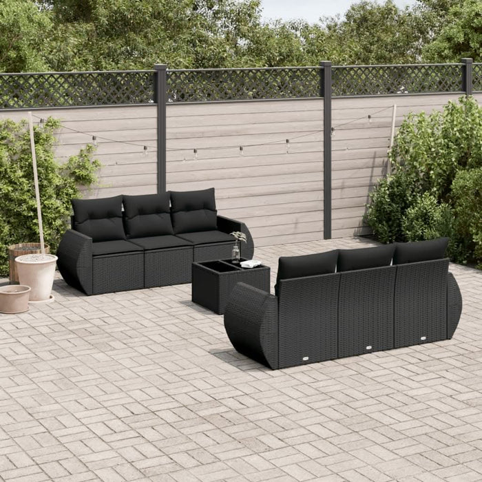 Set canapele de grădină cu perne, 7 piese, negru, poliratan - WALTI WALTI