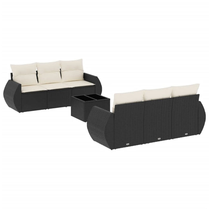 Set canapele de grădină cu perne, 7 piese, negru, poliratan - WALTI WALTI