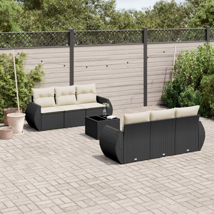 Set canapele de grădină cu perne, 7 piese, negru, poliratan - WALTI WALTI