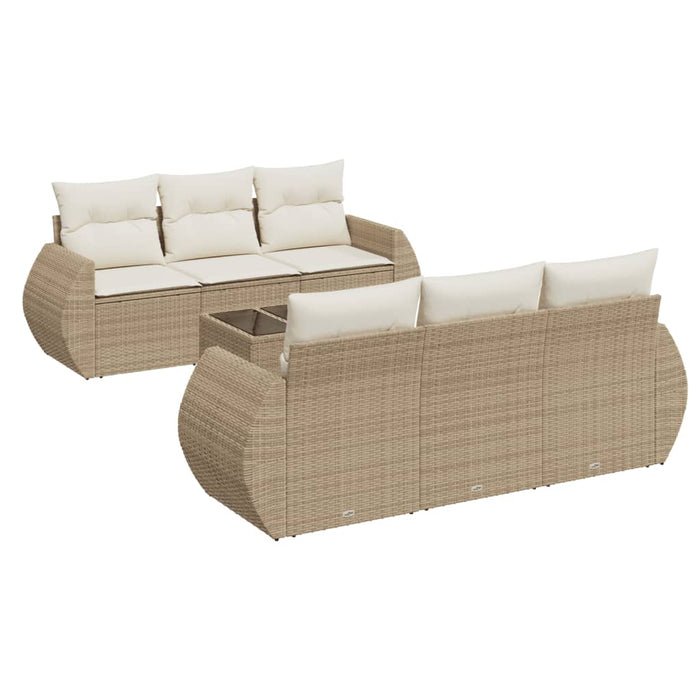 Set canapele de grădină, 7 piese, cu perne, bej, poliratan WALTI