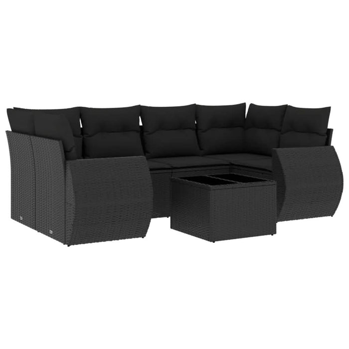 Set canapele de grădină cu perne, 7 piese, negru, poliratan - WALTI WALTI