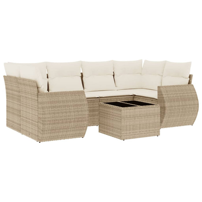 Set canapele de grădină, 7 piese, cu perne, bej, poliratan WALTI