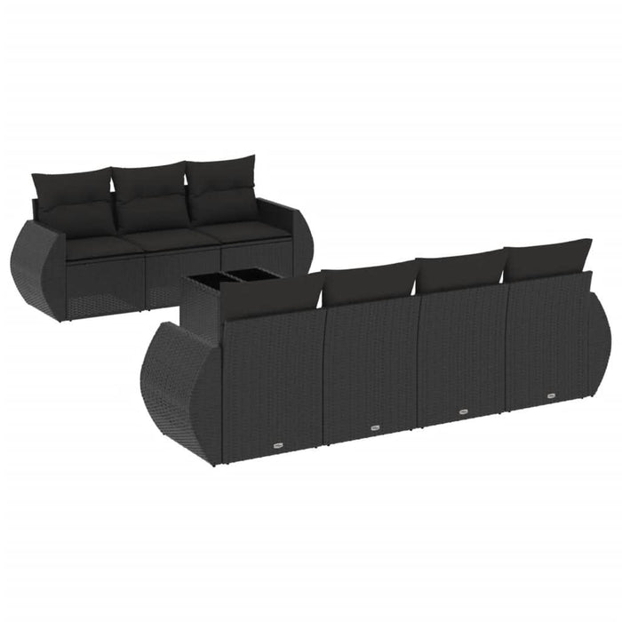 Set mobilier de grădină cu perne, 8 piese, negru, poliratan - WALTI WALTI
