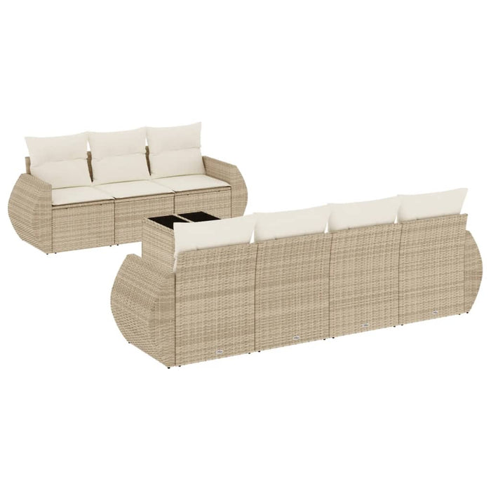Set canapele de grădină, 8 piese, cu perne, bej, poliratan WALTI