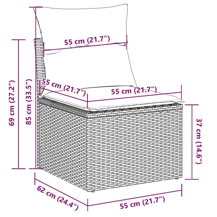 Set mobilier de grădină cu perne, 8 piese gri deschis poliratan - WALTI WALTI