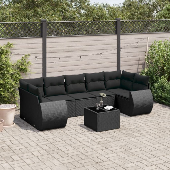 Set mobilier de grădină cu perne, 8 piese, negru, poliratan - WALTI WALTI