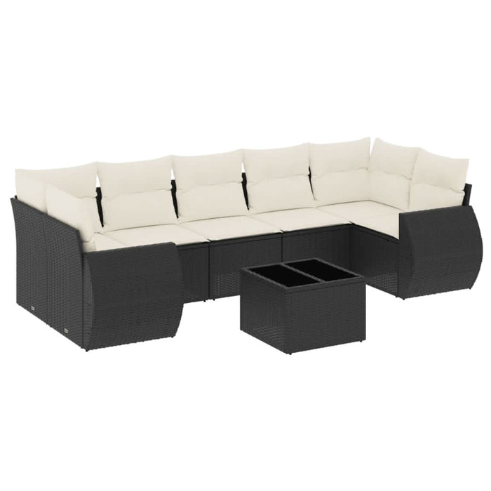 Set mobilier de grădină cu perne, 8 piese, negru, poliratan - WALTI WALTI
