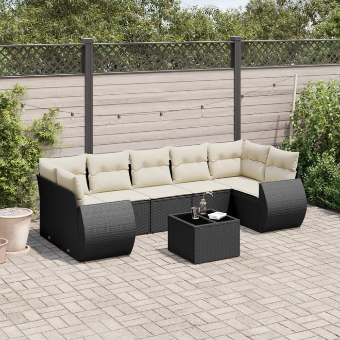 Set mobilier de grădină cu perne, 8 piese, negru, poliratan - WALTI WALTI