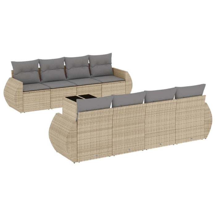 Set canapele de grădină, 9 piese, cu perne, bej, poliratan - WALTI WALTI