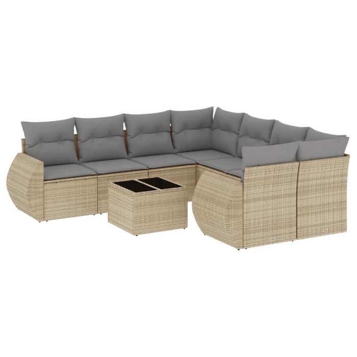 Set canapele de grădină, 9 piese, cu perne, bej, poliratan - WALTI WALTI