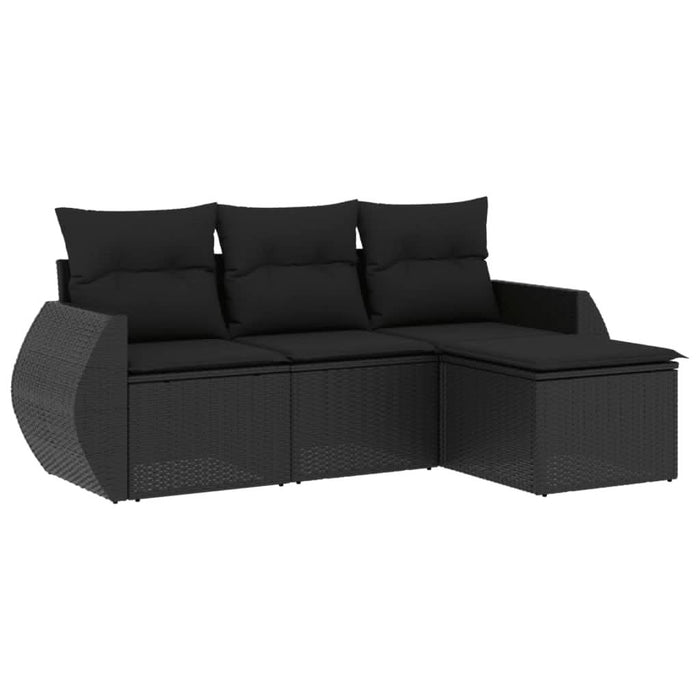 Set mobilier de grădină cu perne, 4 piese, negru, poliratan - WALTI WALTI