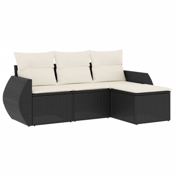 Set mobilier de grădină cu perne, 4 piese, negru, poliratan - WALTI WALTI