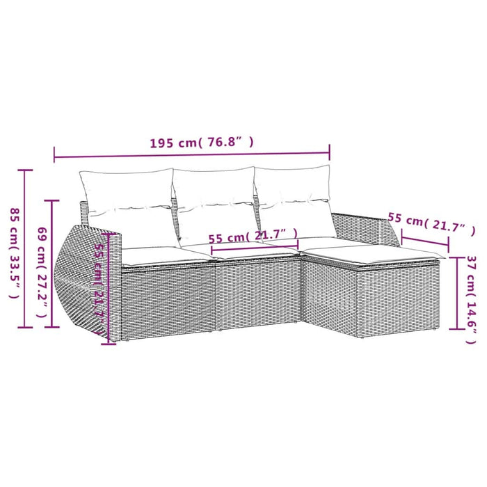Set canapele de grădină, 4 piese, cu perne, bej, poliratan - WALTI WALTI