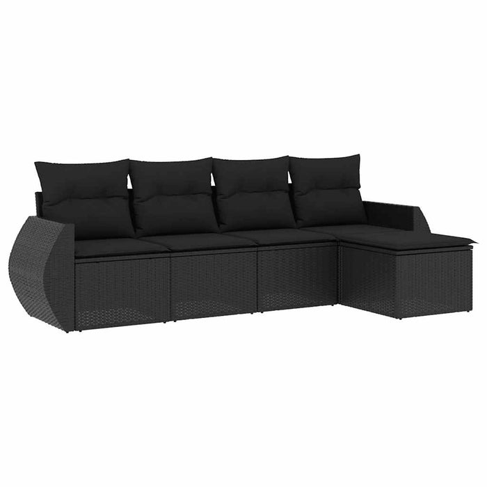 Set mobilier de grădină cu perne, 5 piese, negru, poliratan - WALTI WALTI
