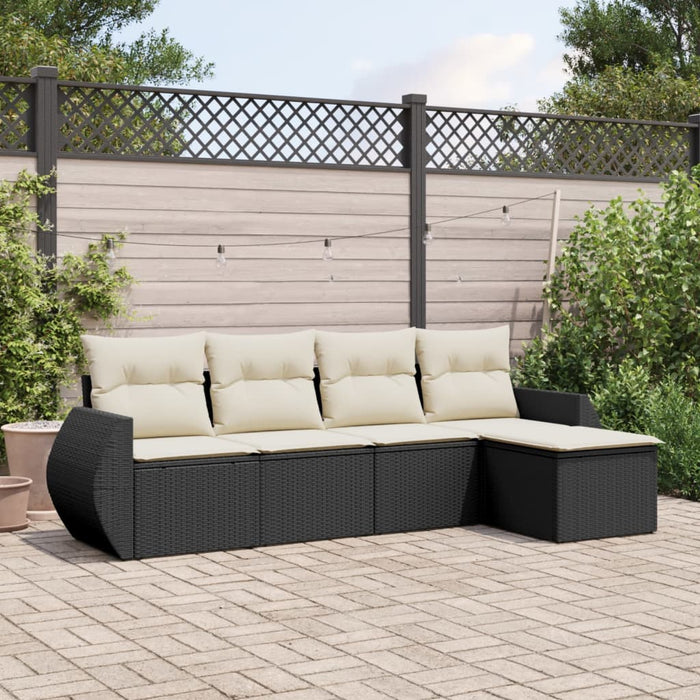 Set mobilier de grădină cu perne, 5 piese, negru, poliratan - WALTI WALTI