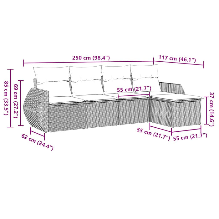Set canapele de grădină cu perne, 5 piese gri deschis poliratan - WALTI WALTI