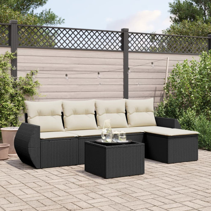 Set mobilier de grădină cu perne, 6 piese, negru, poliratan - WALTI WALTI