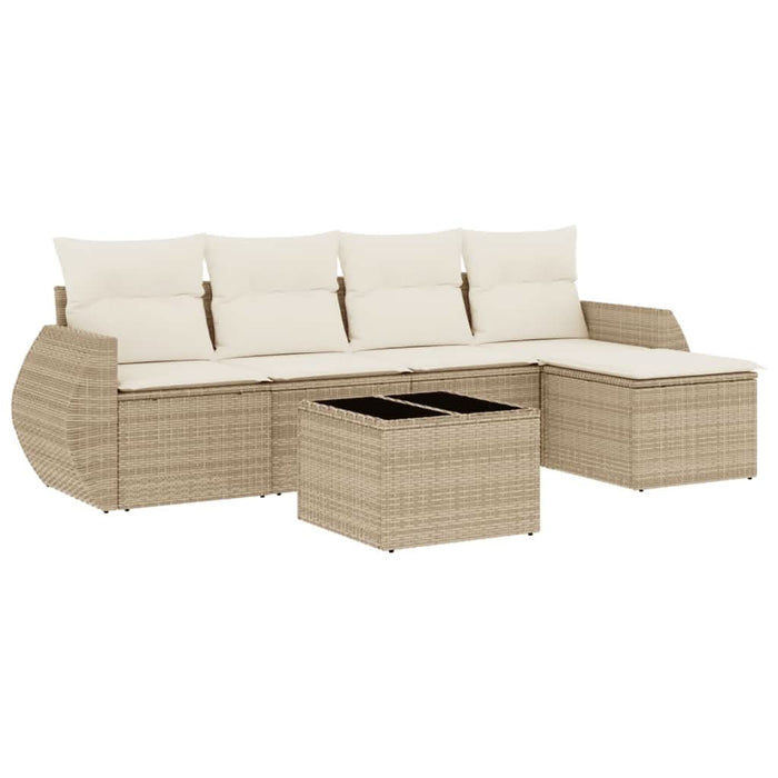 Set canapele de grădină cu perne, 6 piese, bej, poliratan WALTI