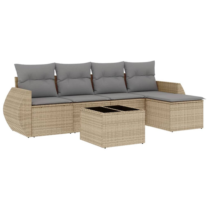 Set canapele de grădină cu perne, 6 piese, bej, poliratan WALTI
