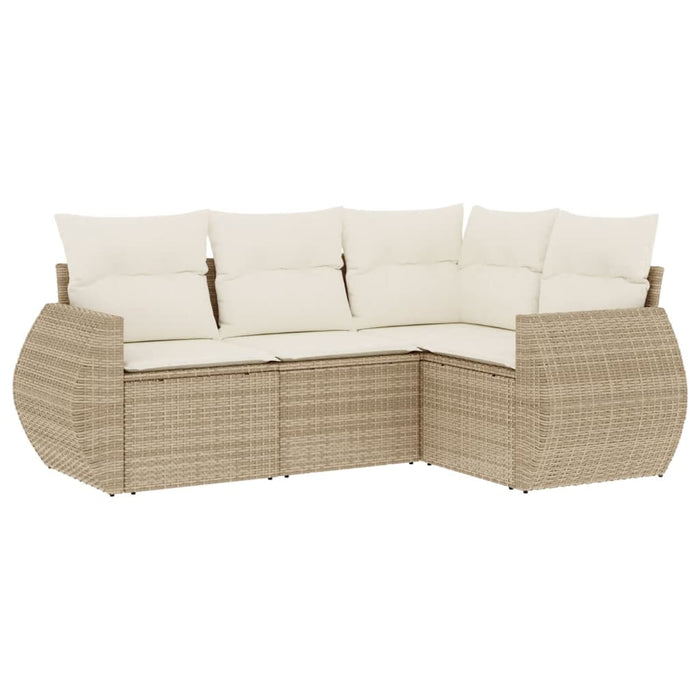 Set canapele de grădină, 4 piese, cu perne, bej, poliratan WALTI