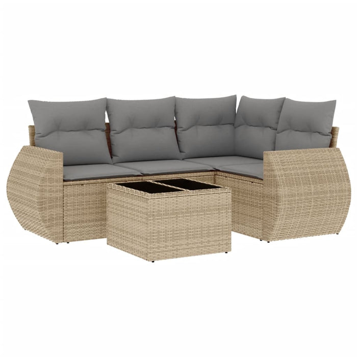 Set canapele de grădină cu perne, 5 piese, bej, poliratan WALTI