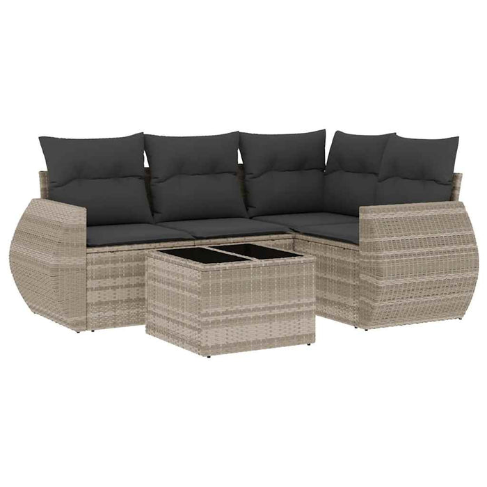 Set canapele de grădină cu perne, 5 piese gri deschis poliratan - WALTI WALTI