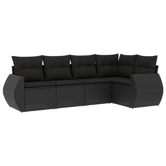 Set mobilier de grădină cu perne, 5 piese, negru, poliratan - WALTI WALTI