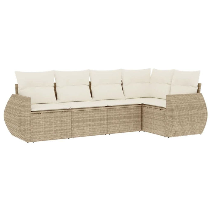 Set canapele de grădină cu perne, 5 piese, bej, poliratan WALTI