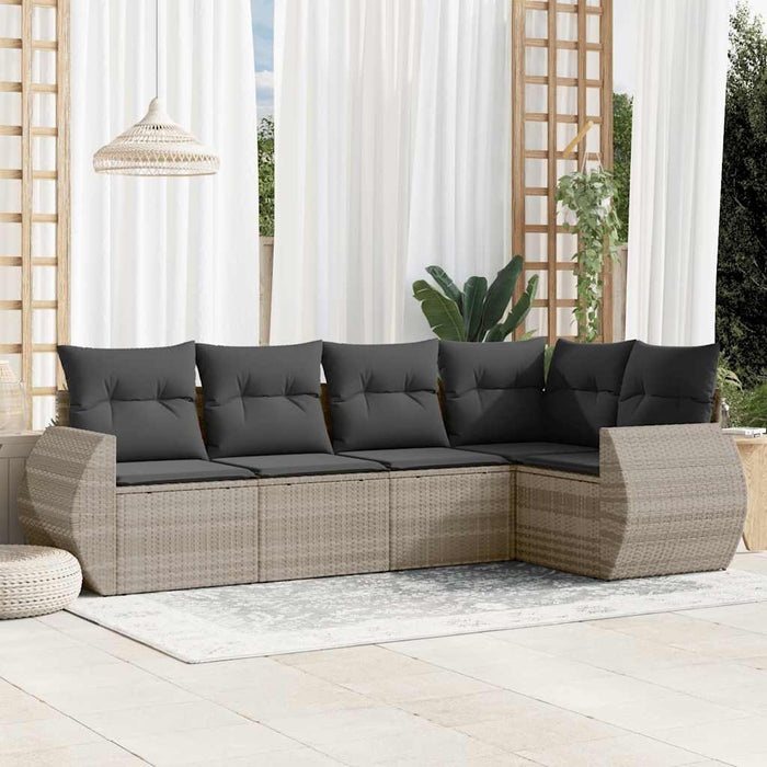 Set canapele de grădină cu perne, 5 piese gri deschis poliratan - WALTI WALTI