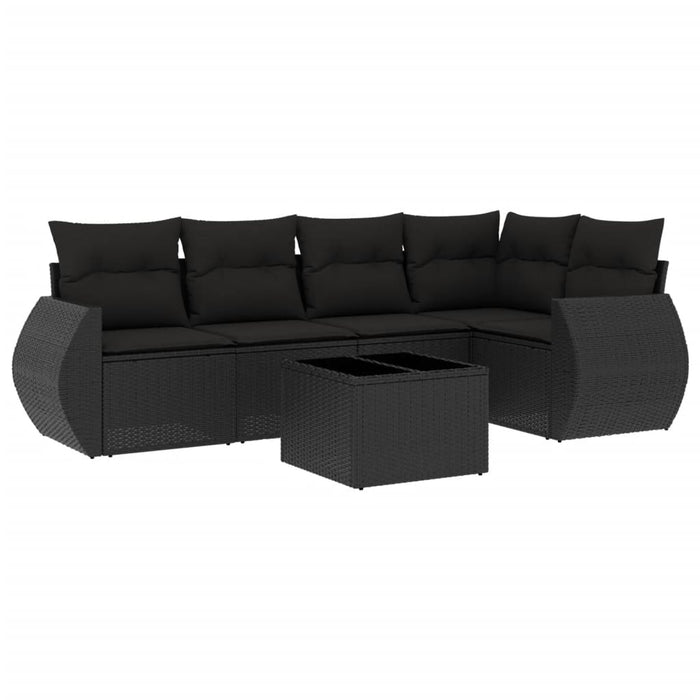 Set mobilier de grădină cu perne, 6 piese, negru, poliratan - WALTI WALTI