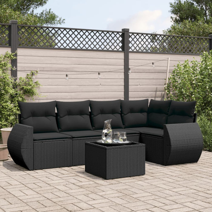 Set mobilier de grădină cu perne, 6 piese, negru, poliratan - WALTI WALTI