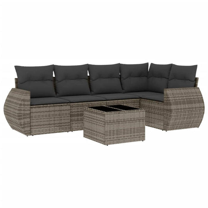 Set mobilier grădină cu perne, 6 piese, gri, poliratan WALTI