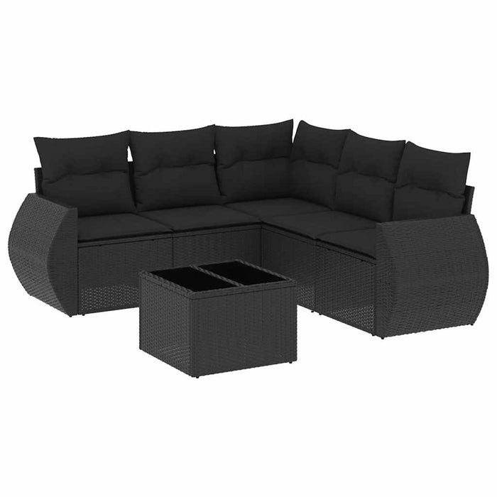 Set mobilier de grădină cu perne, 6 piese, negru, poliratan - WALTI WALTI